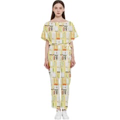 Abstract-pattern Batwing Lightweight Chiffon Jumpsuit