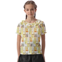 Abstract-pattern Kids  Frill Chiffon Blouse