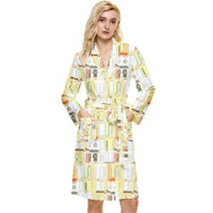 Abstract-pattern Long Sleeve Velour Robe