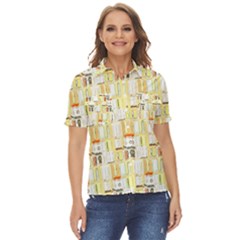 Abstract-pattern Women s Short Sleeve Double Pocket Shirt