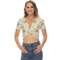 Abstract-pattern Twist Front Crop Top View1