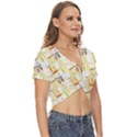 Abstract-pattern Twist Front Crop Top View3