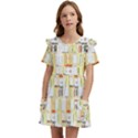 Abstract-pattern Kids  Frilly Sleeves Pocket Dress View1