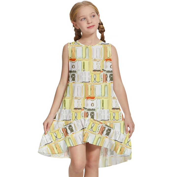 Abstract-pattern Kids  Frill Swing Dress