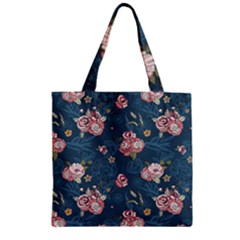 Vintage Flowers Pattern Zipper Grocery Tote Bag by Jancukart