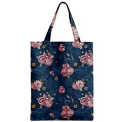 Vintage Flowers Pattern Zipper Classic Tote Bag by Jancukart