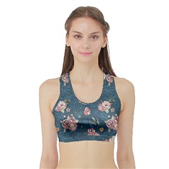 Vintage Flowers Pattern Sports Bra With Border by Jancukart