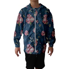 Vintage Flowers Pattern Kids  Hooded Windbreaker