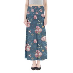 Vintage Flowers Pattern Full Length Maxi Skirt