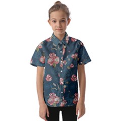 Vintage Flowers Pattern Kids  Short Sleeve Shirt