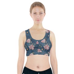 Vintage Flowers Pattern Sports Bra With Pocket