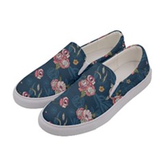 Vintage Flowers Pattern Women s Canvas Slip Ons