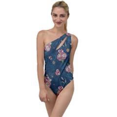 Vintage Flowers Pattern To One Side Swimsuit