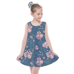 Vintage Flowers Pattern Kids  Summer Dress