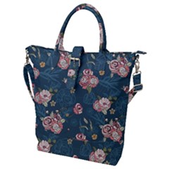 Vintage Flowers Pattern Buckle Top Tote Bag