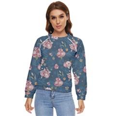 Vintage Flowers Pattern Women s Long Sleeve Raglan Tee