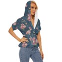 Vintage Flowers Pattern Lightweight Drawstring Hooded Top View3