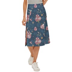 Vintage Flowers Pattern Midi Panel Skirt