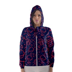 Seamless Space Pattern Women s Hooded Windbreaker