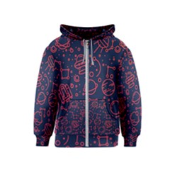 Seamless Space Pattern Kids  Zipper Hoodie