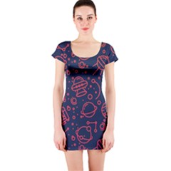 Seamless Space Pattern Short Sleeve Bodycon Dress by Jancukart