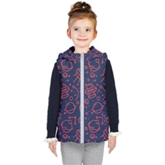 Seamless Space Pattern Kids  Hooded Puffer Vest