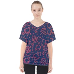 Seamless Space Pattern V-neck Dolman Drape Top