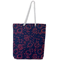 Seamless Space Pattern Full Print Rope Handle Tote (large)