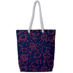 Seamless Space Pattern Full Print Rope Handle Tote (small) by Jancukart