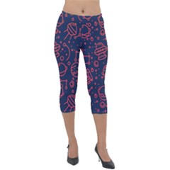 Seamless Space Pattern Lightweight Velour Capri Leggings 