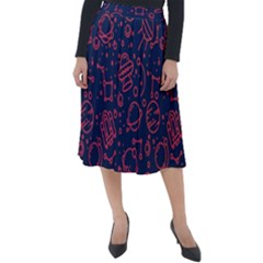 Seamless Space Pattern Classic Velour Midi Skirt 