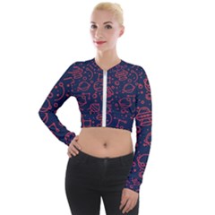 Seamless Space Pattern Long Sleeve Cropped Velvet Jacket