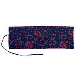 Seamless Space Pattern Roll Up Canvas Pencil Holder (m)