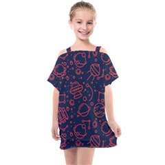 Seamless Space Pattern Kids  One Piece Chiffon Dress