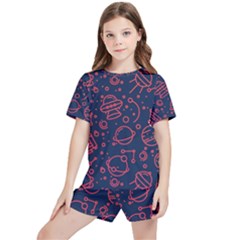 Seamless Space Pattern Kids  Tee And Sports Shorts Set by Jancukart