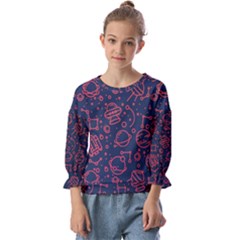 Seamless Space Pattern Kids  Cuff Sleeve Top