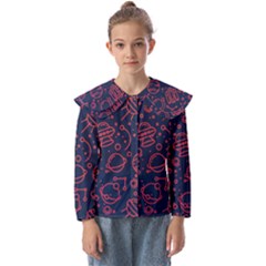 Seamless Space Pattern Kids  Peter Pan Collar Blouse