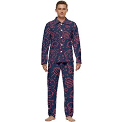 Seamless Space Pattern Men s Long Sleeve Velvet Pocket Pajamas Set