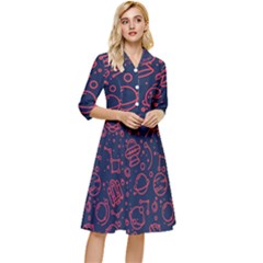 Seamless Space Pattern Classy Knee Length Dress