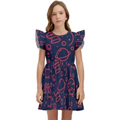 Seamless Space Pattern Kids  Winged Sleeve Dress