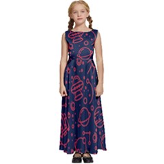 Seamless Space Pattern Kids  Satin Sleeveless Maxi Dress