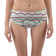 Scribble-pattern Reversible Mid-waist Bikini Bottoms