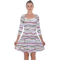 Scribble-pattern Quarter Sleeve Skater Dress by Jancukart