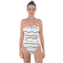 Scribble-pattern Tie Back One Piece Swimsuit by Jancukart