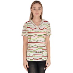 Scribble-pattern Women s V-neck Scrub Top