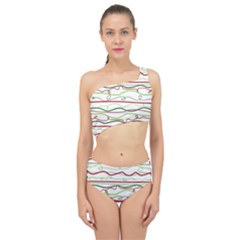 Scribble-pattern Spliced Up Two Piece Swimsuit by Jancukart