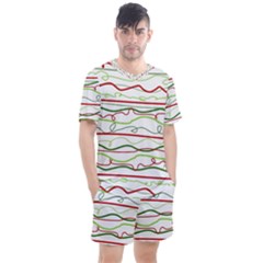 Scribble-pattern Men s Mesh Tee And Shorts Set