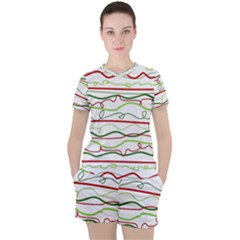 Scribble-pattern Women s Tee And Shorts Set