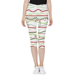 Scribble-pattern Inside Out Lightweight Velour Capri Leggings 