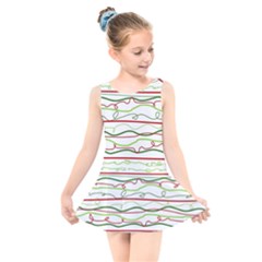 Scribble-pattern Kids  Skater Dress Swimsuit